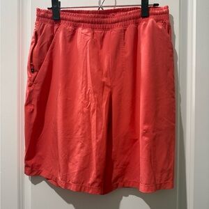 Lululemon Men’s Coral Orange Red Lined Athletic Workout Shorts